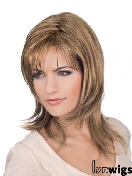 Shoulder Length Blonde Layered Wavy Perfect Full Lace Wigs