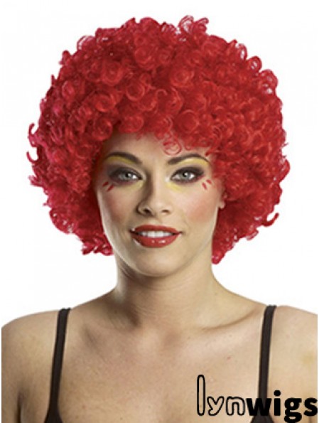 Kinky Without Bangs Short Red Modern Lace Front Wigs