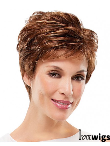 Curly Layered Short Suitable Auburn Synthetic Wigs