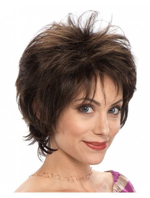 Wavy Layered 7.5 inch Brown Designed Synthetic Wigs