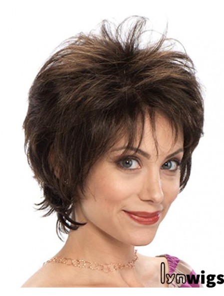 Wavy Layered 7.5 inch Brown Designed Synthetic Wigs