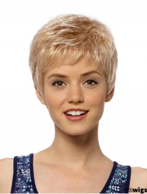 Flexibility 4 inch Straight Blonde Boycuts Short Wigs