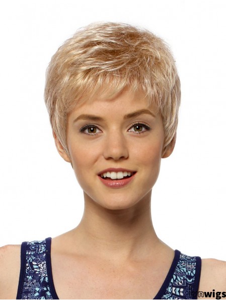 Flexibility 4 inch Straight Blonde Boycuts Short Wigs