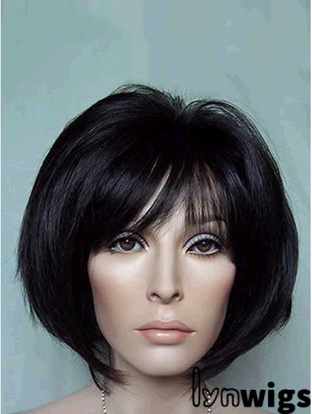 Chin Length Bobs Straight Black Suitable Synthetic Wigs