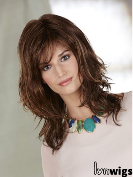 Shoulder Length Layered Wavy Auburn Ideal Synthetic Wigs