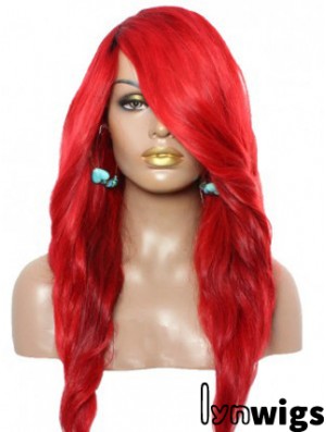 Wavy With Bangs Lace Front Amazing 22 inch Red Long Wigs