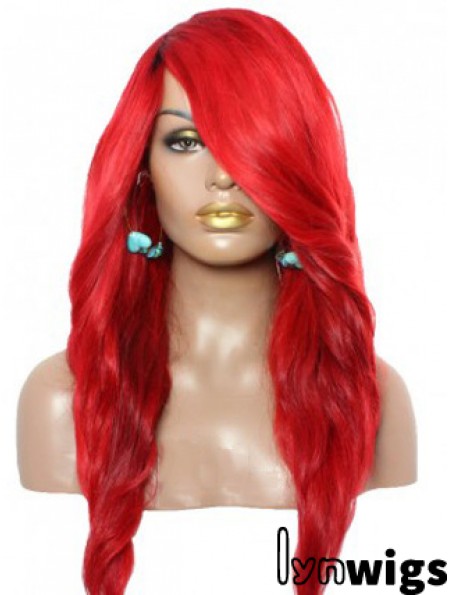 Wavy With Bangs Lace Front Amazing 22 inch Red Long Wigs