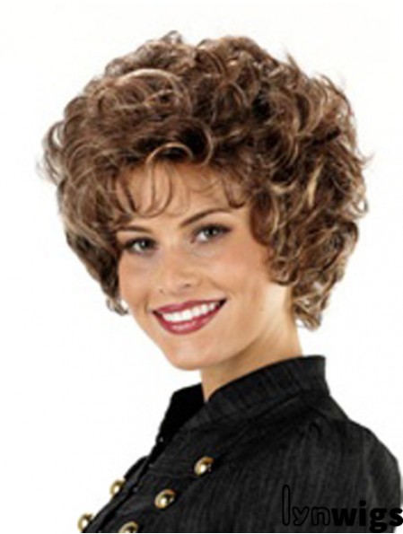 Style 32 inch Straight Brown With Bangs Short Wigs