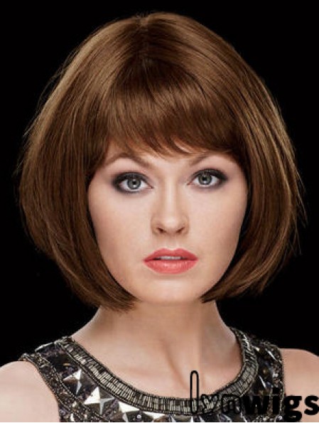 Chin Length Straight Capless Bobs 8 inch Top Synthetic Wigs