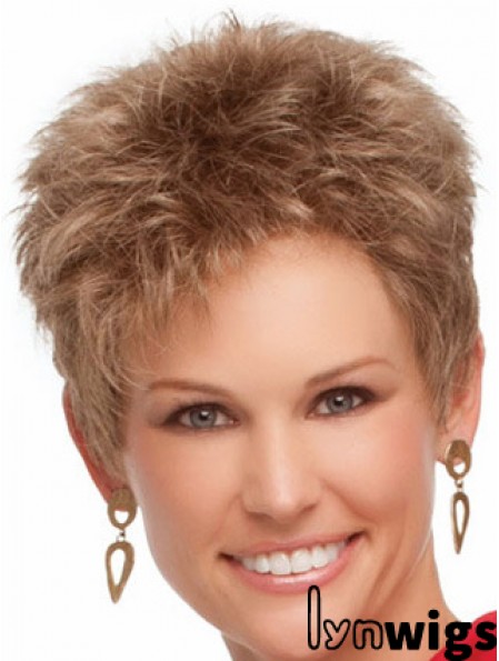 Cropped Boycuts Wavy Blonde Suitable Synthetic Wigs