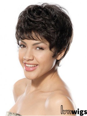 Discount Black Short Boycuts Wavy Glueless Lace Front Wigs