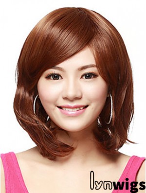 Shoulder Length Bobs Straight Auburn Flexibility Synthetic Wigs