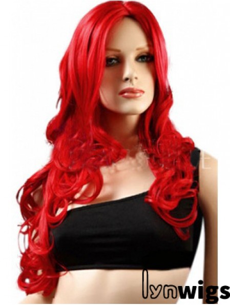 Lace Wigs Synthetic With Synthetic Red Color Wavy Style