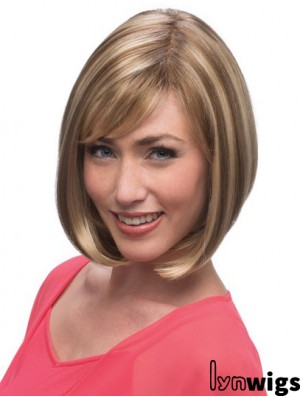 Chin Length Blonde Stylish 12 inch Straight Bob Wigs