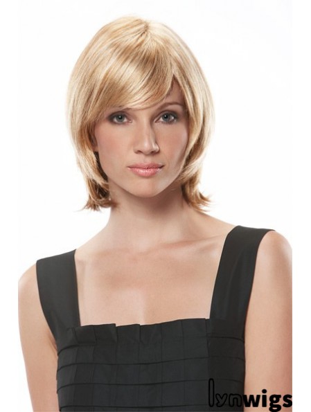 Chin Length Straight Monofilament Blonde Fashionable Bob Wigs