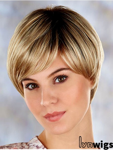 High Quality 7 inch Straight Blonde Layered Short Wigs