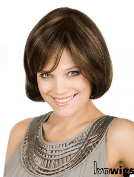 Chin Length Brown Flexibility 10 inch Wavy Bob Wigs