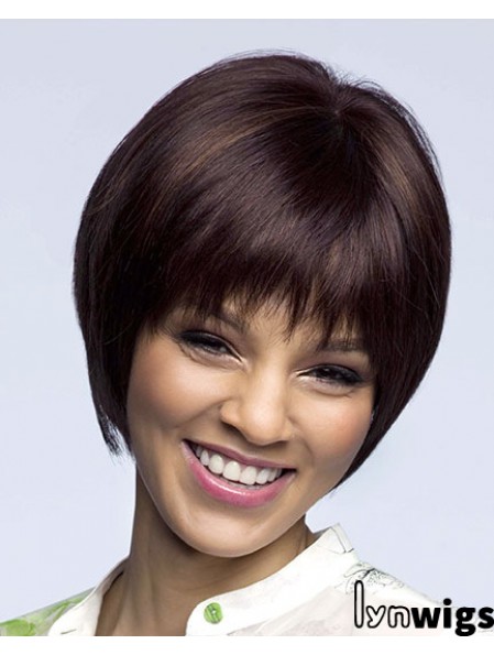 Straight Chin Length Auburn 8 inch Lace Front High Quality Bob Wigs