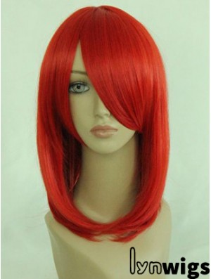 Red Shoulder Length Straight With Bangs 14 inch Online Medium Wigs