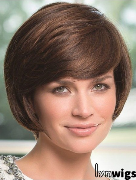 Wavy Chin Length Brown 8 inch Lace Front Perfect Bob Wigs