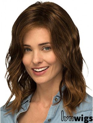 Without Bangs Brown Curly Shoulder Length 14 inch Popular Medium Wigs