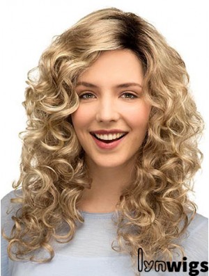 Curly Ideal 16 inch Blonde Classic Long Wigs