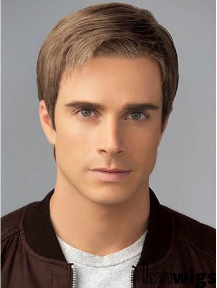 6 inch Brown Classic Short Straight Synthetic Mens Wigs