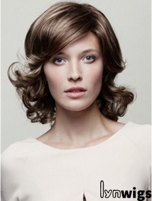 Classic Brown Wavy Chin Length 10 inch Top Medium Wigs