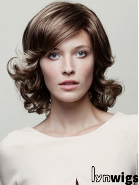 Classic Brown Wavy Chin Length 10 inch Top Medium Wigs