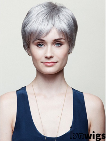 Straight Grey 6 inch Perfect Short Wigs