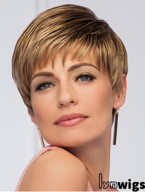 Synthetic Brown Boycuts Straight 5 inch Short Wigs