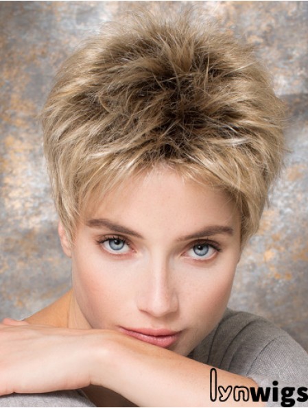 4 inch Blonde Synthetic Boycuts Straight Short Hair