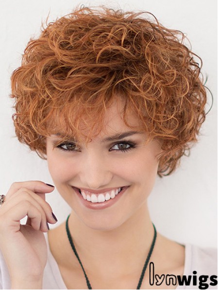 Lace Front Curly Copper Layered 10 inch Short Hairstyles