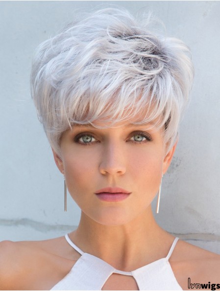 Cropped Straight 5 inch Capless Grey Wigs For Women