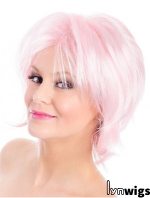 Straight Bobs Pink 8 inch Capless Wig Fashion