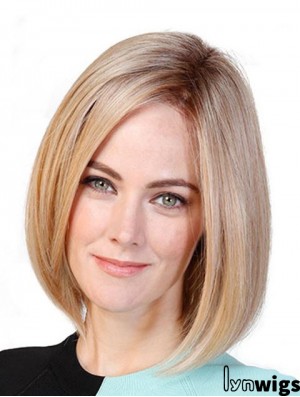 Straight Bobs Blonde 11 inch Monofilament Cancer Patient Wigs