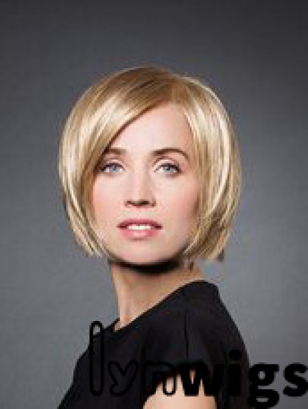 10 inch Straight Blonde Synthetic Chin Length Monofilament Wig Bob