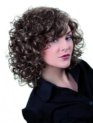 Grey Shoulder Length Synthetic 13 inch Curly Layered Cheap Lace Wigs