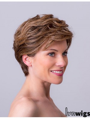 Auburn Layered Short 8 inch Wavy Synthetic Wigs Monofilament