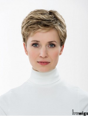 Synthetic Capless 4 inch Boycuts Straight Blonde Short Hair Styles