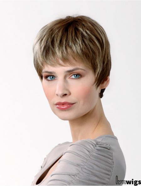 Synthetic Capless 6 inch Boycuts Straight Brown Short Haircuts