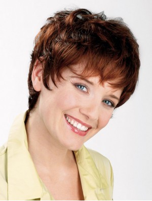 Wavy Boycuts Capless 8 inch Auburn Short Ladies Synthetic Wigs