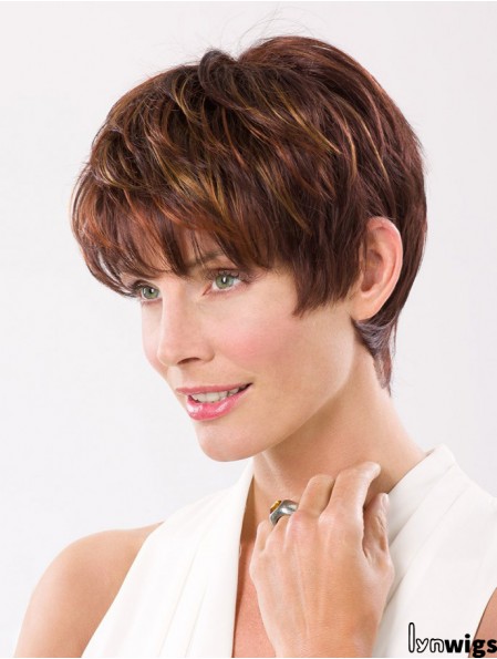 Straight Boycuts Capless 8 inch Auburn Cropped Synthetic Hair Wig