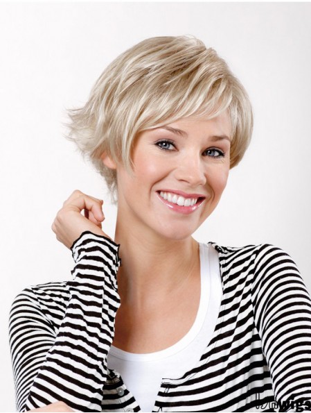 8 inch Straight Platinum Blonde Synthetic Short Capless Bob Wig