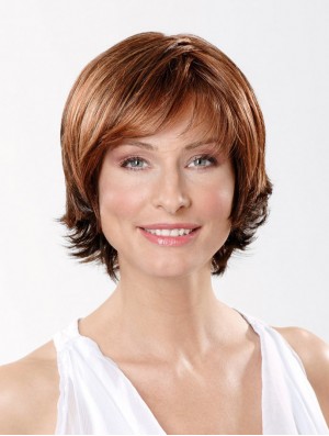 10 inch Straight Copper Synthetic Chin Length Lace Front Fashion Bob Wigs