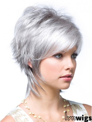 Cheap Ladies Grey Wigs Wavy Style Short Length With Lace Front