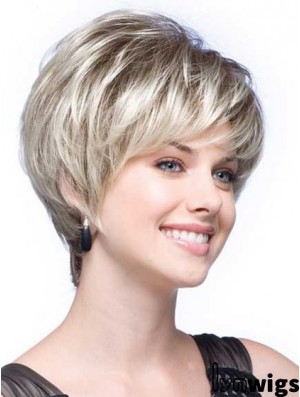 Grey Wigs With Synthetic Short Length Wavy Style