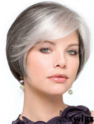 Grey Wig With Lace Front Grey Cut Straight Style