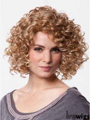 Mono Wig Chin Length Curly Style Brown Color With Synthetic