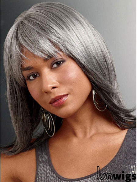 Wigs For The Older Lady UK With Lace Front Straight Style Grey Cut